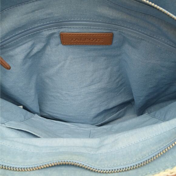 Talbots Leather Trim Straw Shoulder Tote Bag Boho Beach Vacation Coastal Cruise - Picture 6 of 15